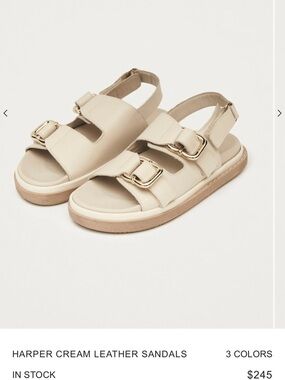 Harper Cream Leather Buckle Sandals by ALOHAS